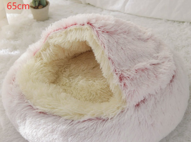 2-In-1 Round Plush Pet Bed Warm Soft Comfortable House