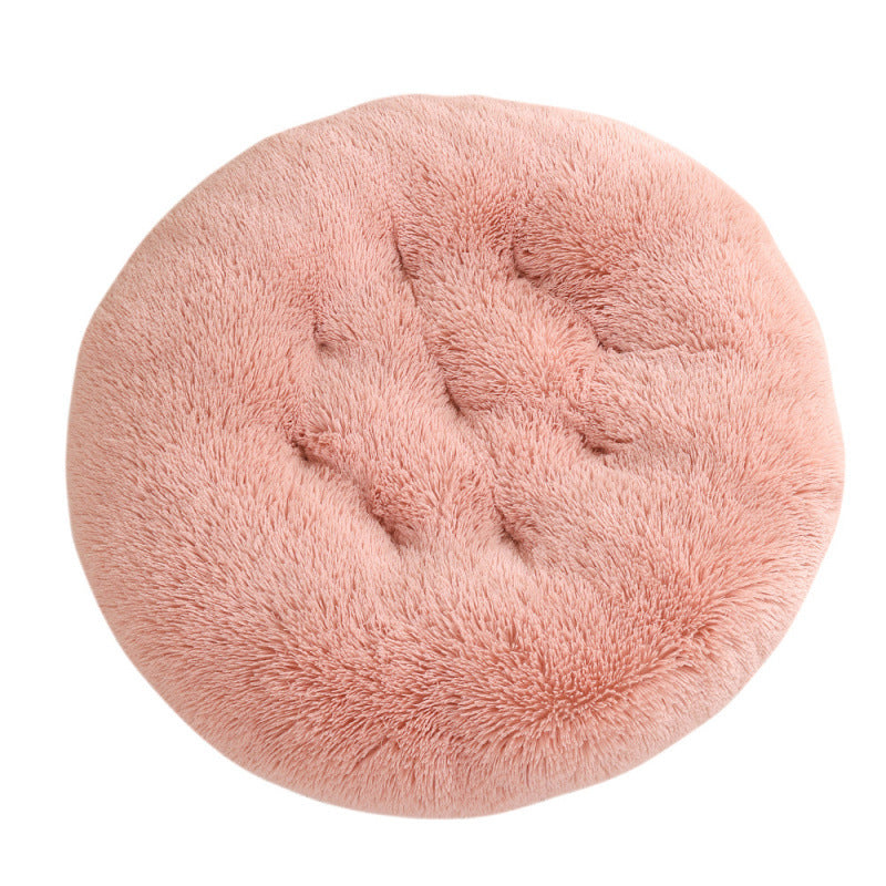 Round Plush Pet Bed Warm Comfortable Sleep Mat