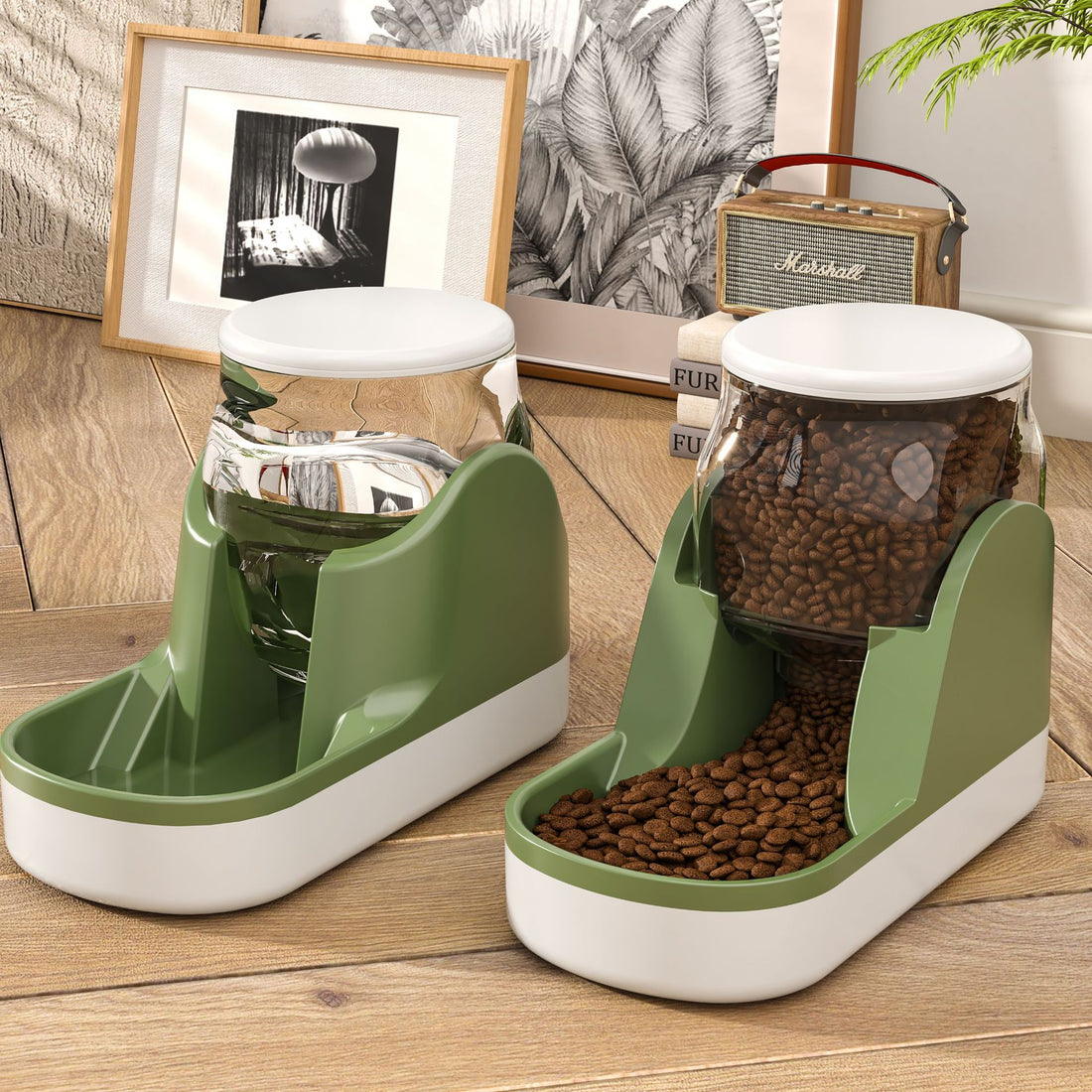 Automatic Pet Feeder And Water Fountain Large Capacity Food Dispenser
