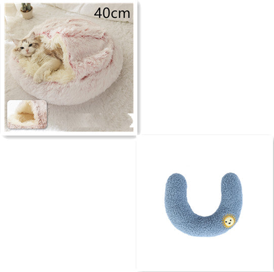 2-In-1 Round Plush Pet Bed Warm Soft Comfortable House