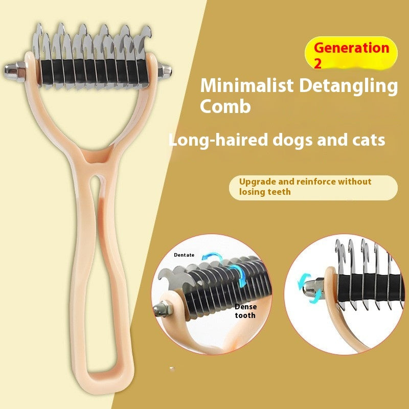 Double-Sided Pet Fur Knot Cutter Grooming and Shedding Brush