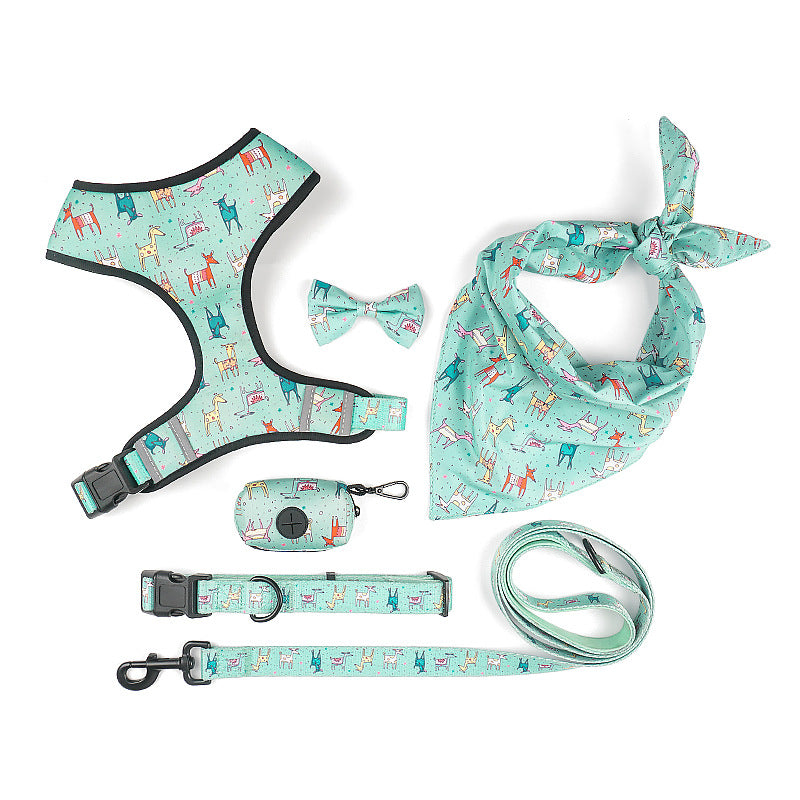 Pet Harness And Leash Set With Decorative Bow Design