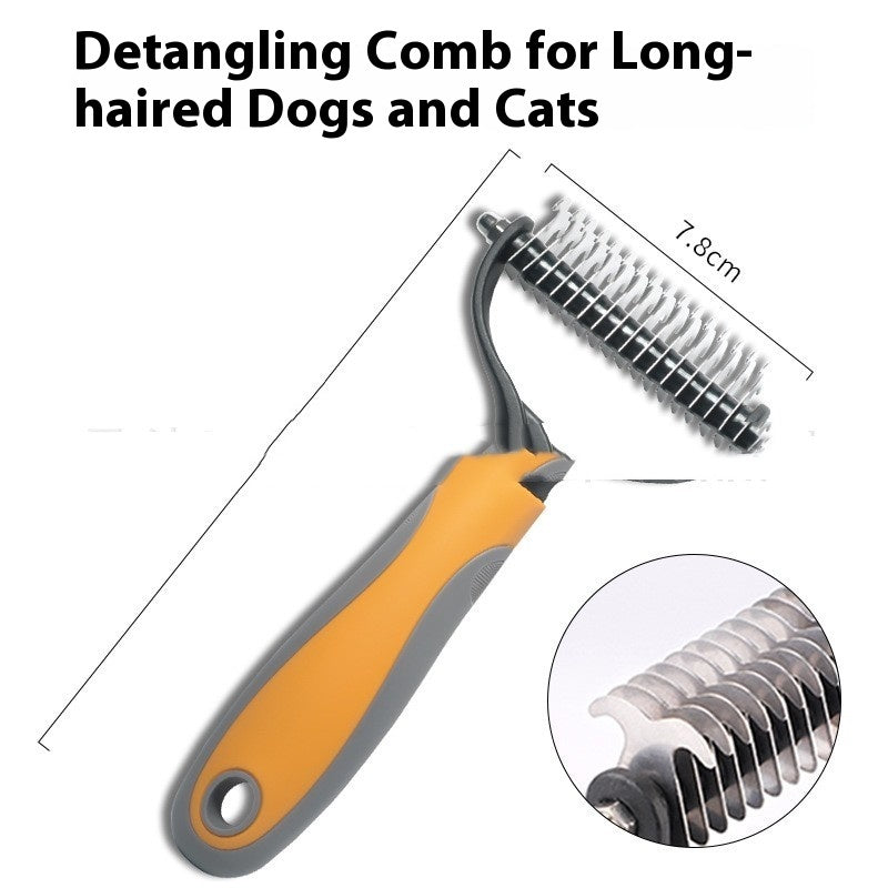 Double-Sided Pet Fur Knot Cutter Grooming and Shedding Brush
