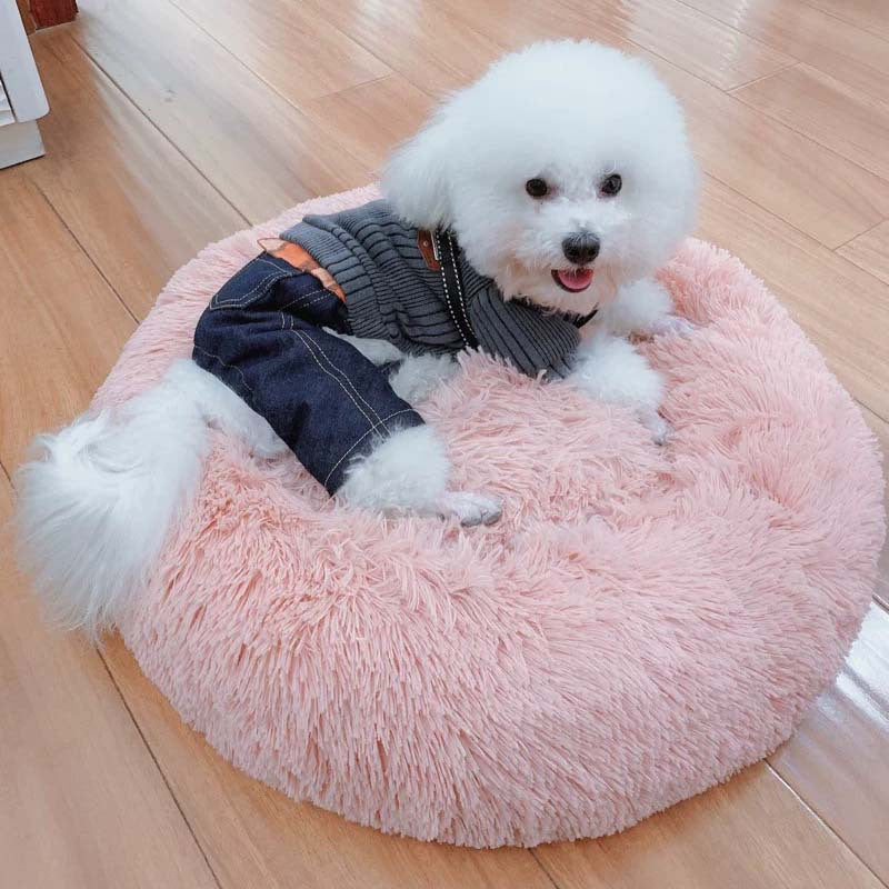 Autumn Winter Thick Plush Round Pet Bed For Deep Sleep