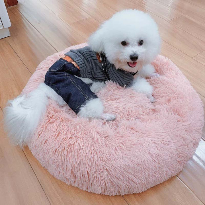 Autumn Winter Thick Plush Round Pet Bed For Deep Sleep
