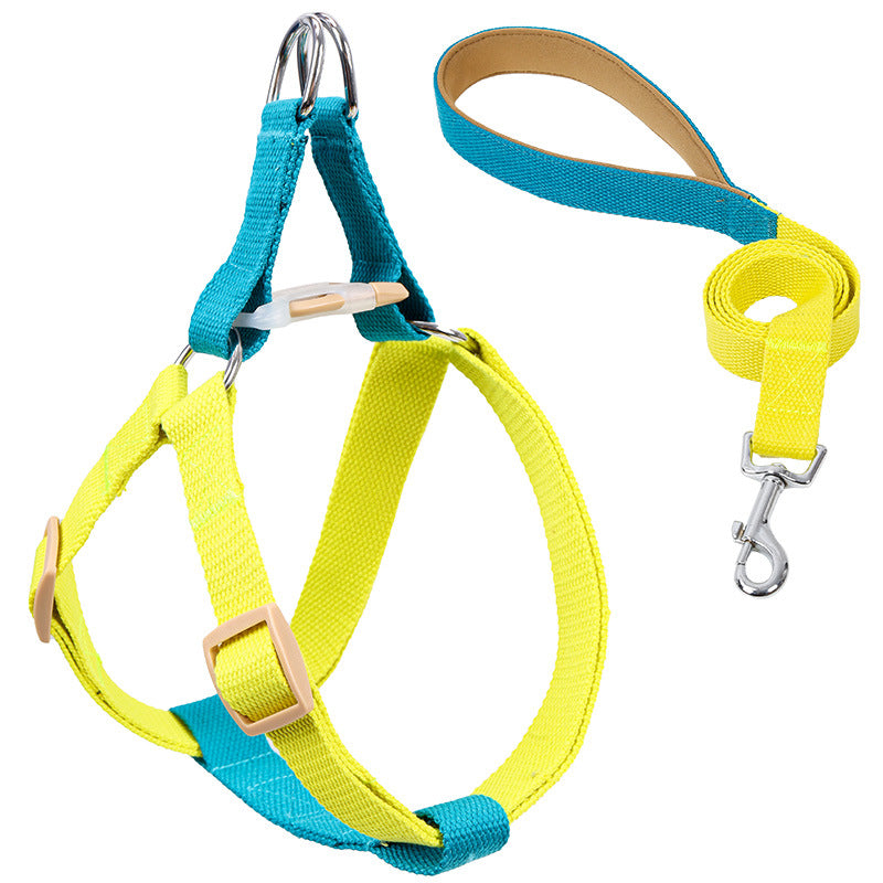 Colorful Pet Drawstring Leash Vest Style Harness Set