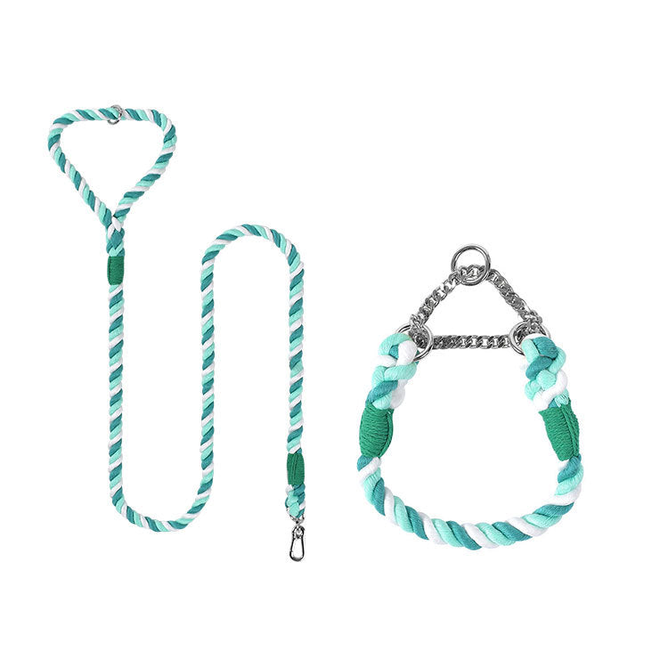 Woven Cotton Pet Leash And Collar Matching Set