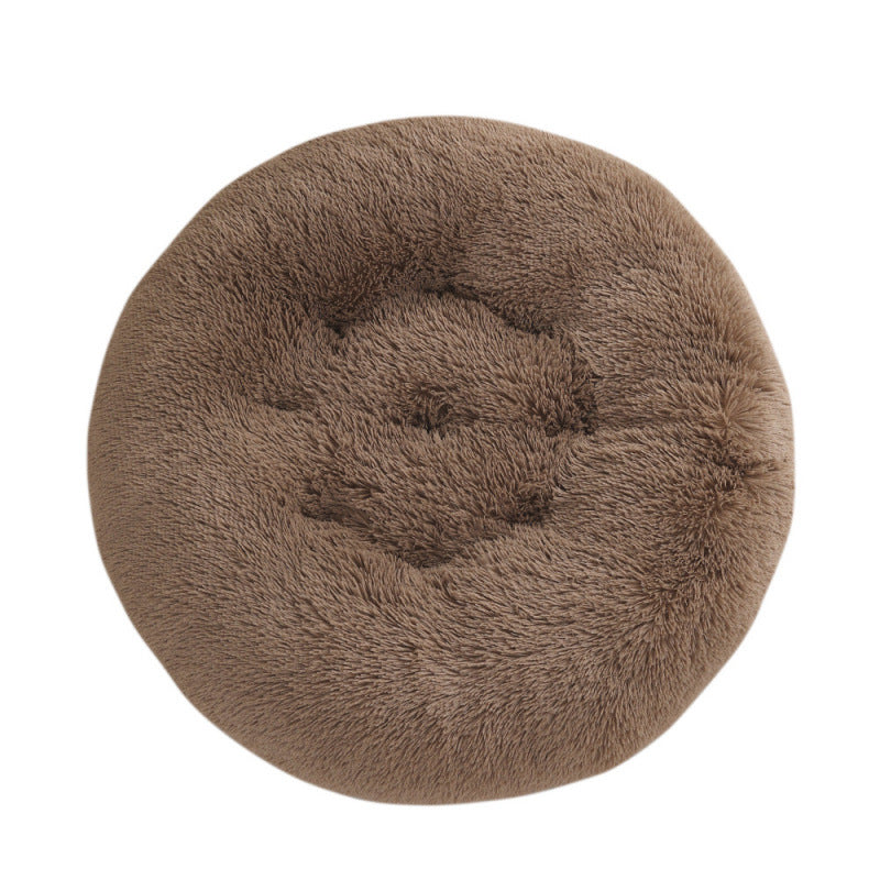 Round Plush Pet Bed Warm Comfortable Sleep Mat