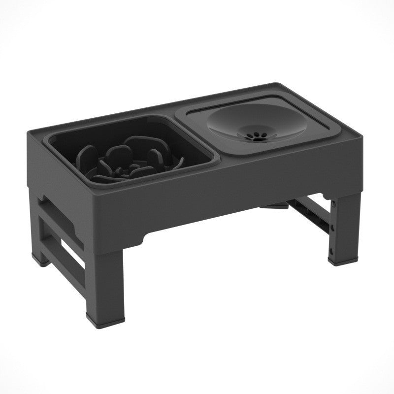 Adjustable Height Foldable Pet Feeding Table With Double Stainless Bowls