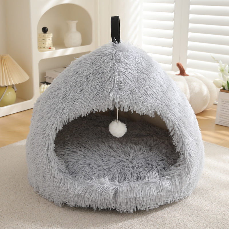 Winter Plush Pet Bed Warm Comfortable Sleeping Nest