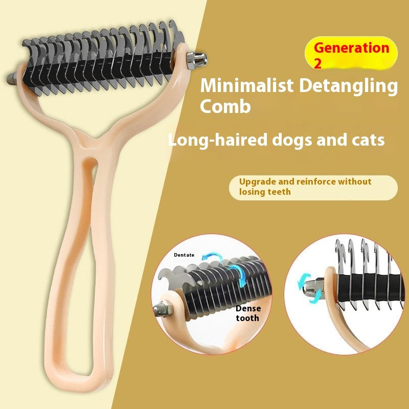 Double-Sided Pet Fur Knot Cutter Grooming and Shedding Brush