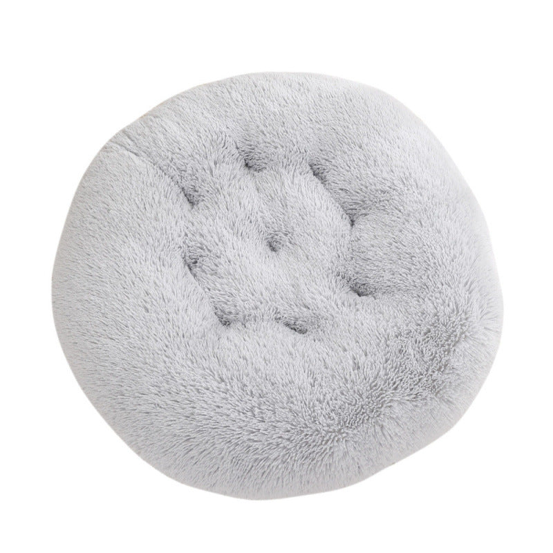 Round Plush Pet Bed Warm Comfortable Sleep Mat