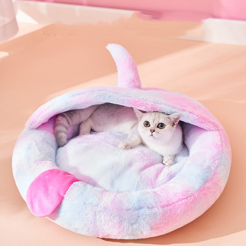 Enclosed Pet Bed For Warm Comfortable Winter Sleep