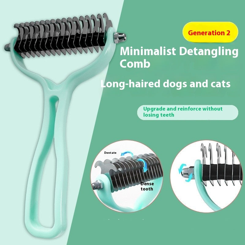 Double-Sided Pet Fur Knot Cutter Grooming and Shedding Brush