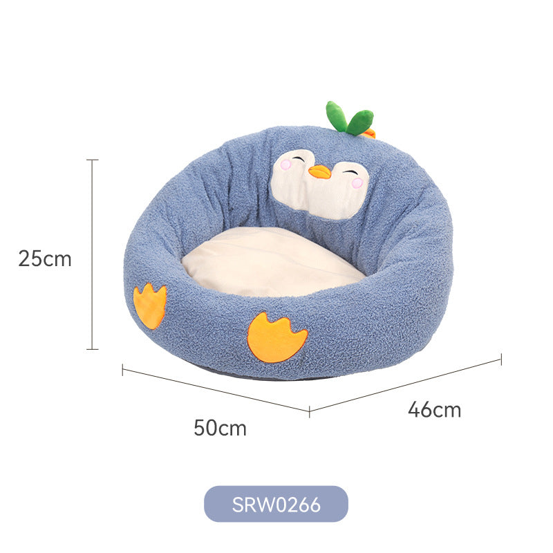 Penguin Style Pet Nest Enclosed Design Soft Warm Spacious Bed