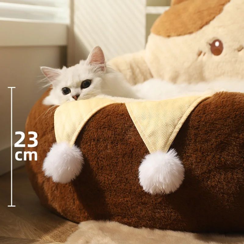 Round Pet Bed Cushion Warm Soft Deep Sleep Sofa Mattress
