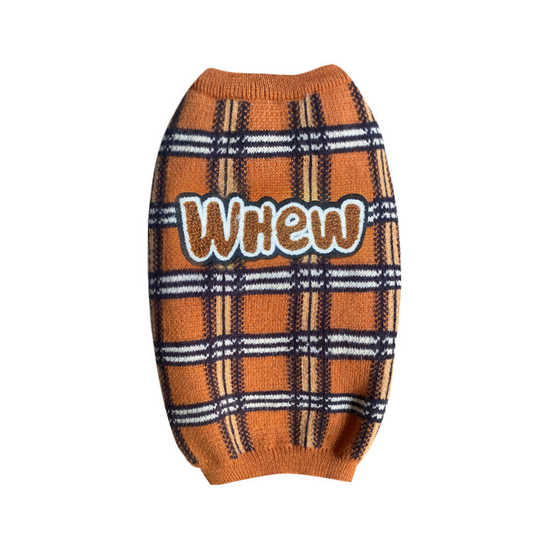 Vintage Plaid Pet Sweater Clothing Warm Stylish Everyday Wear