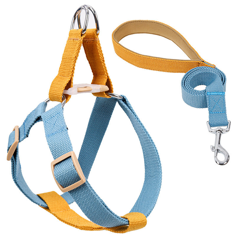 Colorful Pet Drawstring Leash Vest Style Harness Set