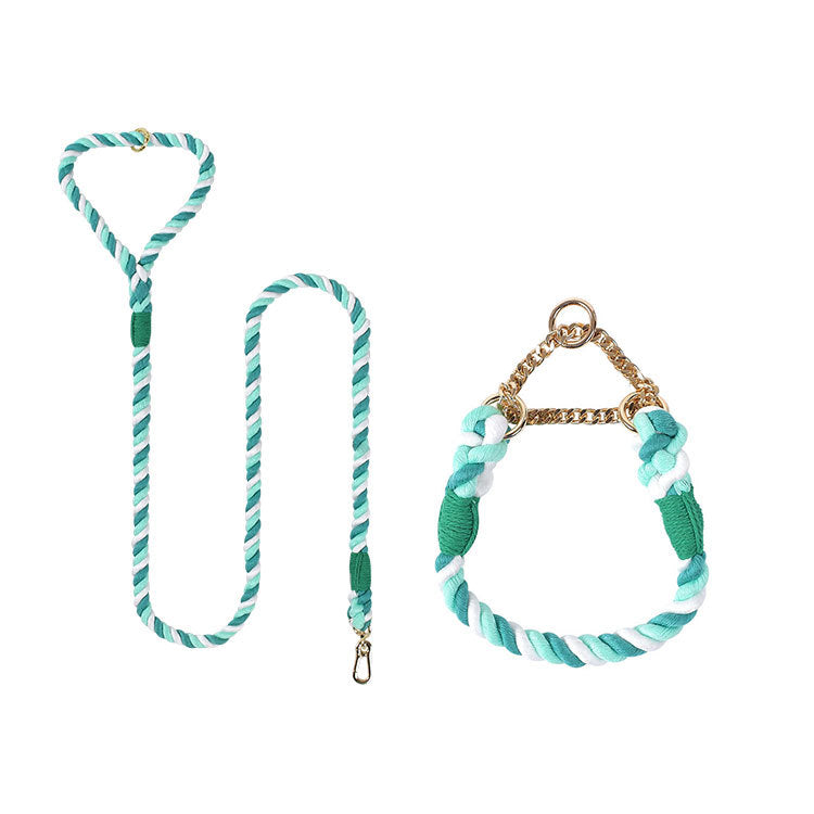 Woven Cotton Pet Leash And Collar Matching Set