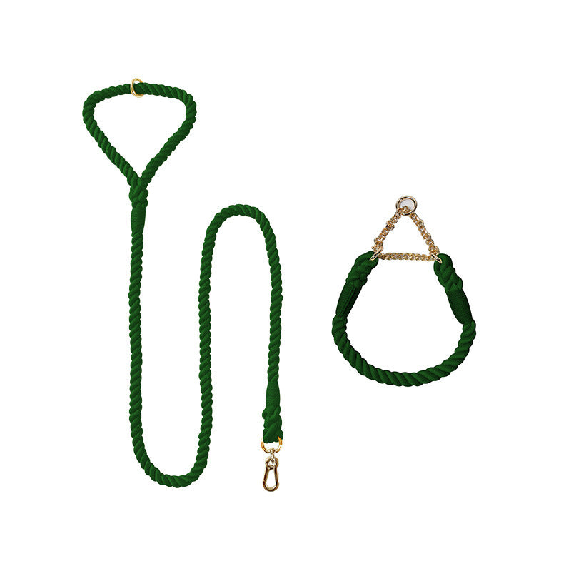 Woven Cotton Pet Leash And Collar Matching Set