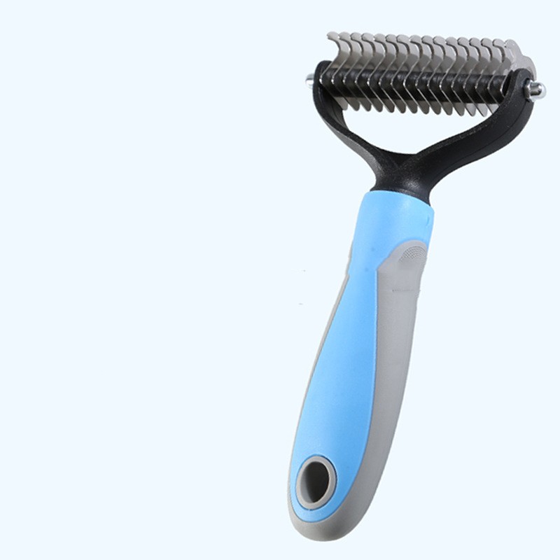 Double-Sided Pet Fur Knot Cutter Grooming and Shedding Brush