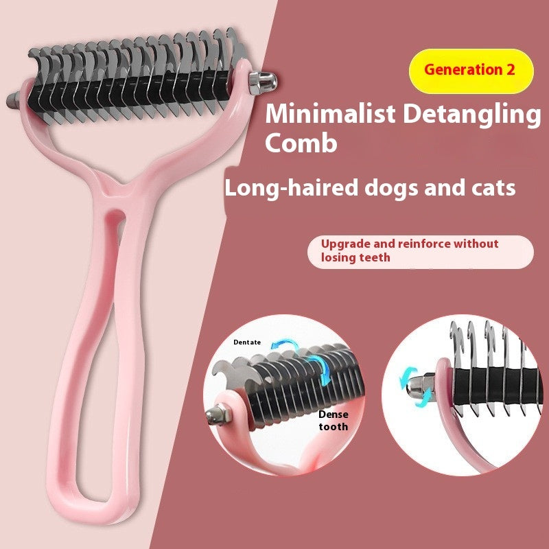 Double-Sided Pet Fur Knot Cutter Grooming and Shedding Brush