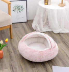 2-In-1 Round Plush Pet Bed Warm Soft Comfortable House