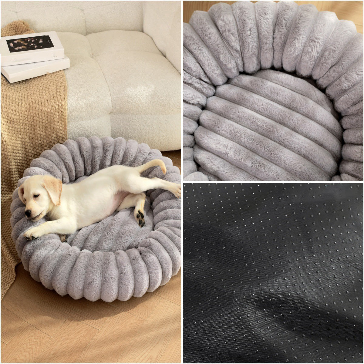 High Weight Plush Pet Bed Round Long Hair Warm Winter Nest
