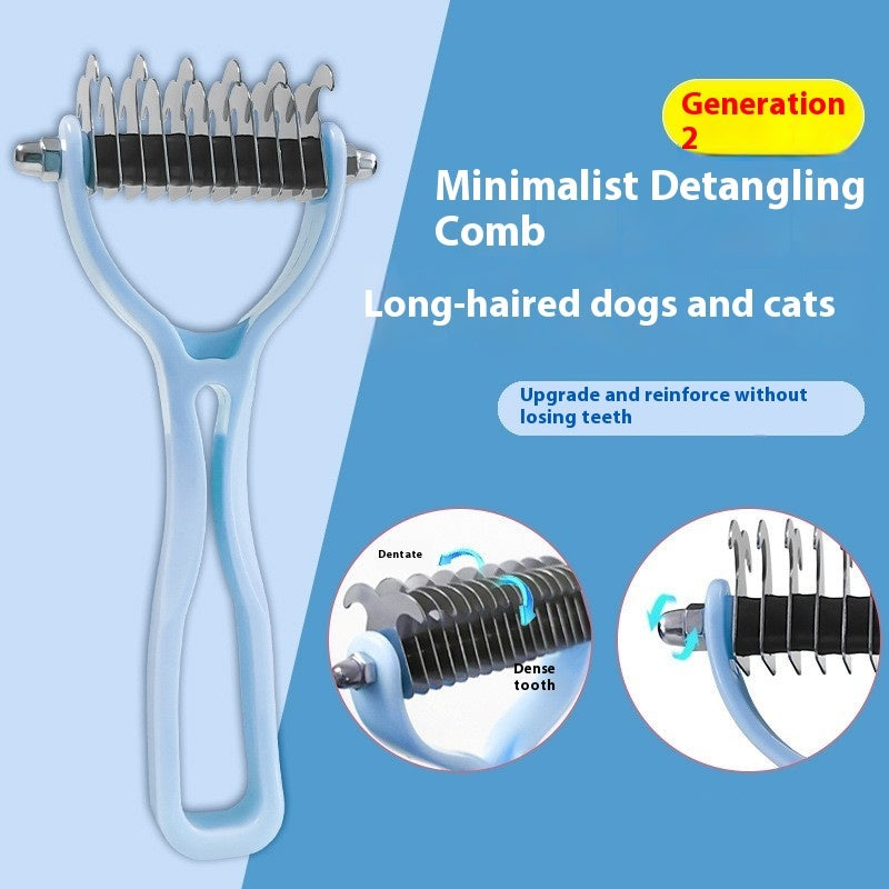 Double-Sided Pet Fur Knot Cutter Grooming and Shedding Brush
