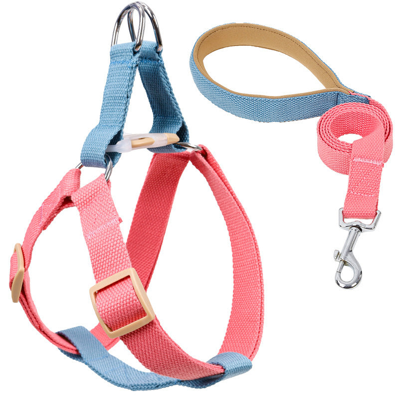 Colorful Pet Drawstring Leash Vest Style Harness Set