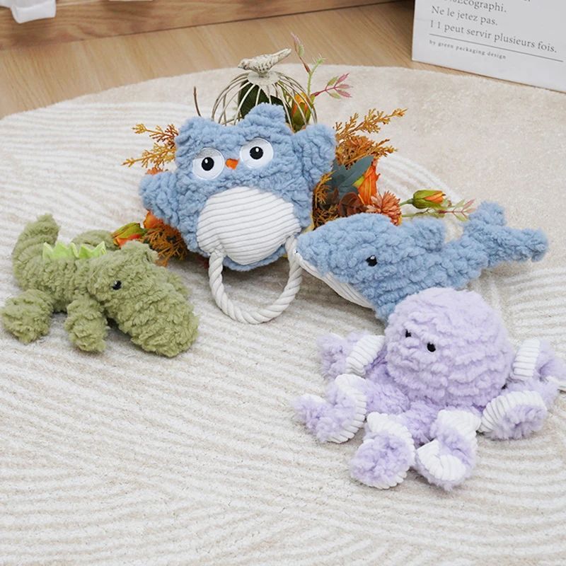 Plush Pet Toy Bite Resistant Squeaky Corduroy Training Accessory