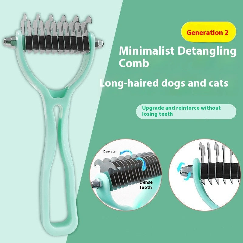 Double-Sided Pet Fur Knot Cutter Grooming and Shedding Brush