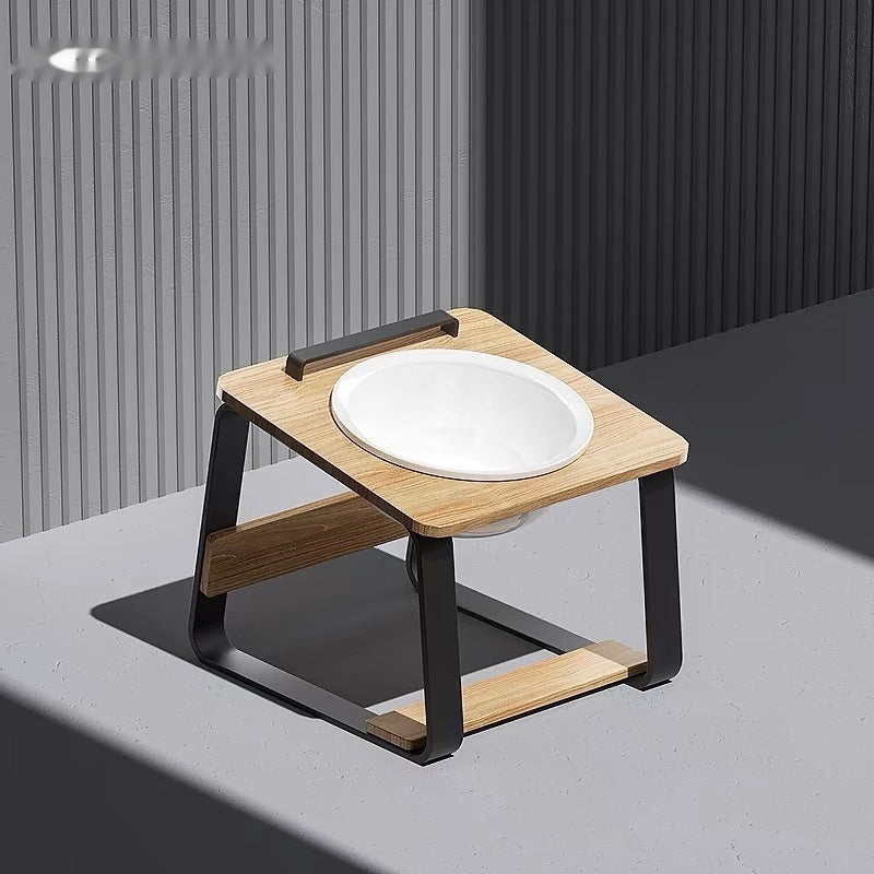 Ceramic Double Pet Feeding Bowl With Elevated Neck Support Design