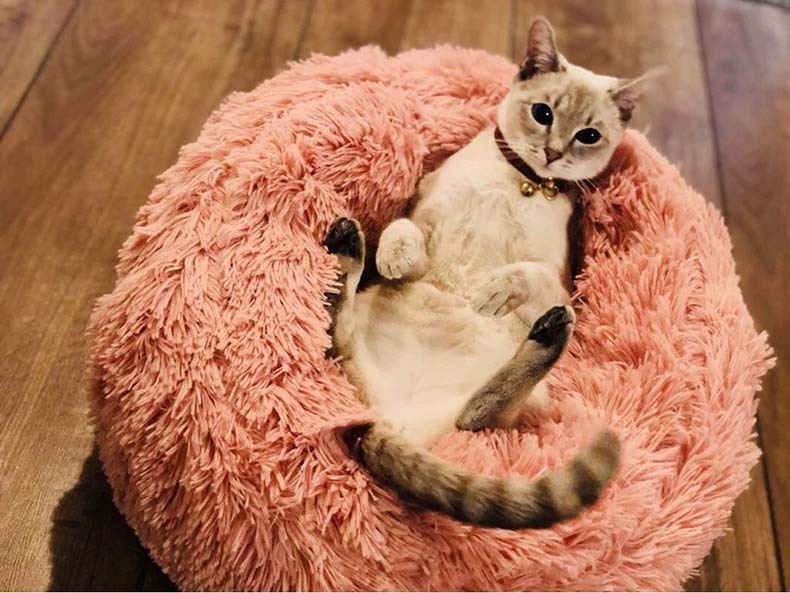 Autumn Winter Thick Plush Round Pet Bed For Deep Sleep