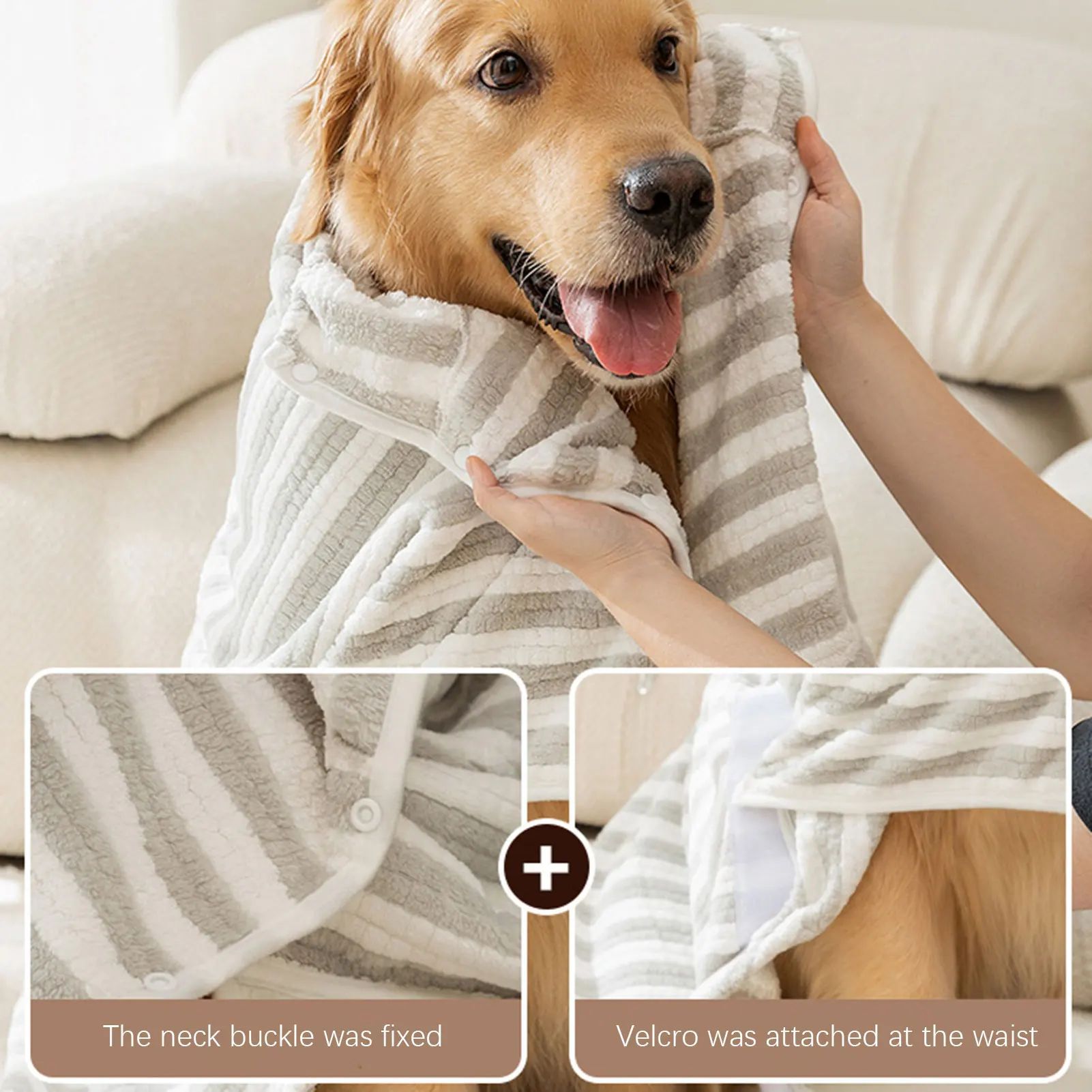 Ultra-Absorbent Pet Bath Towel Thick Soft Quick-Drying Robe