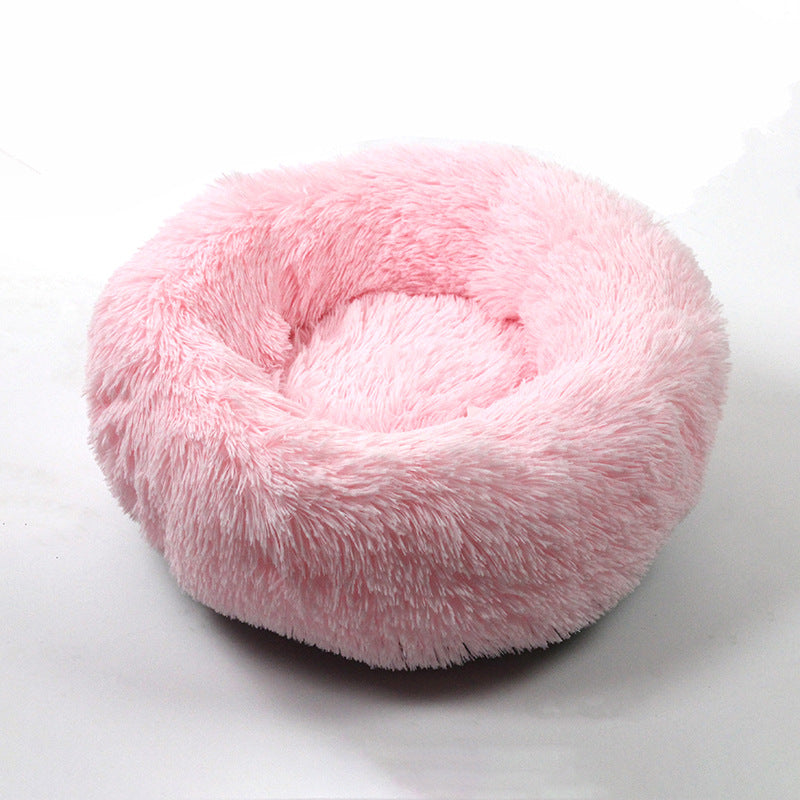 Autumn Winter Thick Plush Round Pet Bed For Deep Sleep