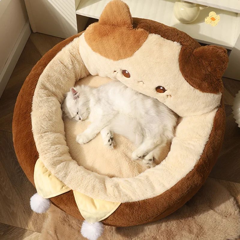 Round Pet Bed Cushion Warm Soft Deep Sleep Sofa Mattress