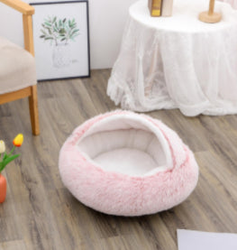 2-In-1 Round Plush Pet Bed Warm Soft Comfortable House