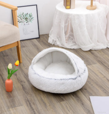 2-In-1 Round Plush Pet Bed Warm Soft Comfortable House