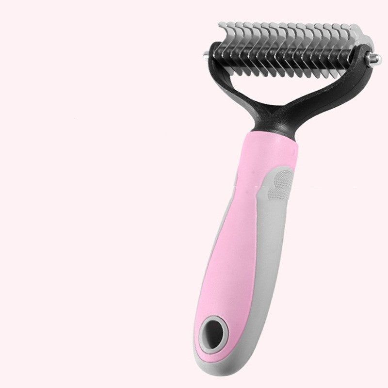 Double-Sided Pet Fur Knot Cutter Grooming and Shedding Brush