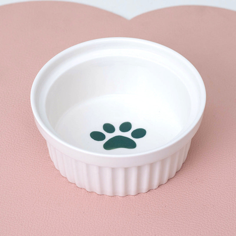 Ceramic Double Pet Bowl Elevated Water And Food Feeding Dish