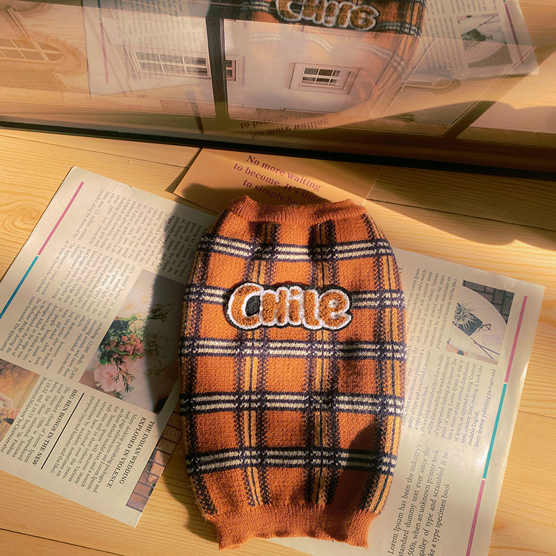 Vintage Plaid Pet Sweater Clothing Warm Stylish Everyday Wear