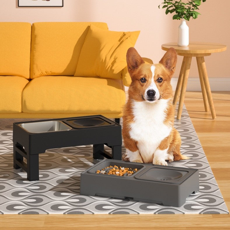 Adjustable Elevated Pet Double Bowls With Stainless Steel Stand