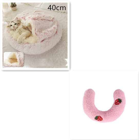 2-In-1 Round Plush Pet Bed Warm Soft Comfortable House