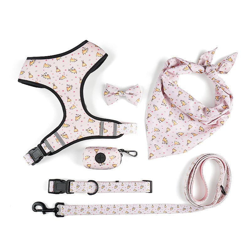 Pet Harness And Leash Set With Decorative Bow Design